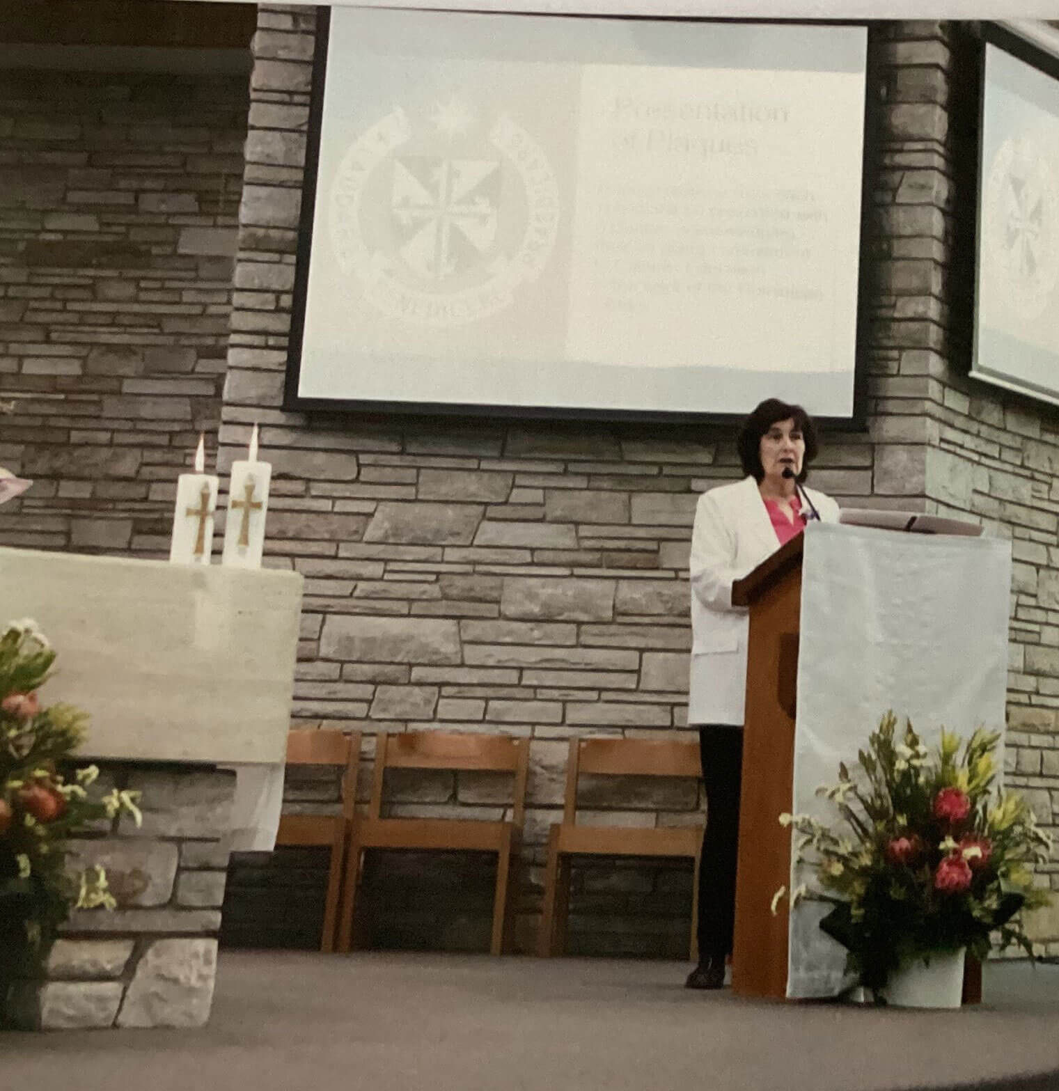 Sister preaching in Church